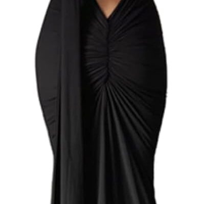Women Sexy One Shoulder Backless Maxi Dress Elegant Ruched O Ring Sleeveless Evening Dress Long Gown Cocktail Dress