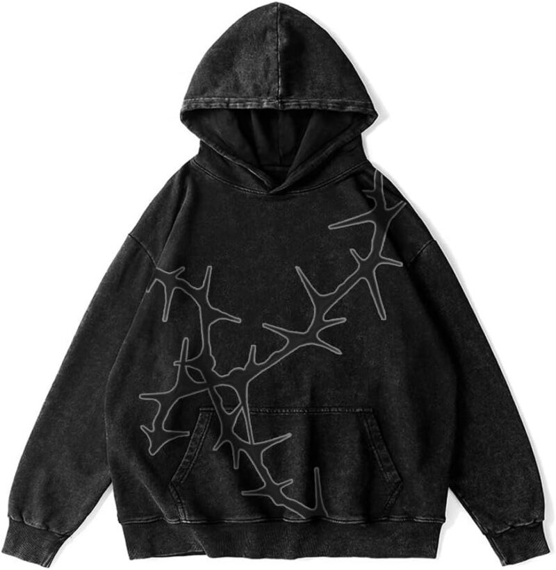 Unisex  Graphic Hoodies men Oversized Vintage Hoodies Acid Washed Sweatshirt Casual Streetwear