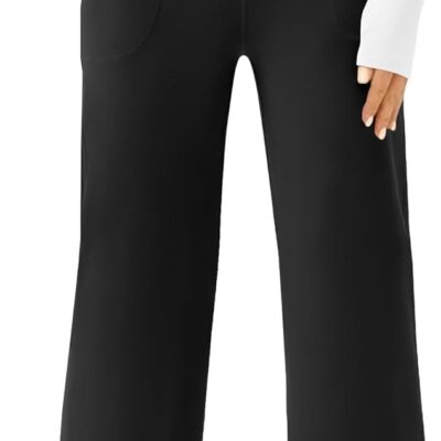 Women Wide Leg Yoga Pants Casual Work Dress Pants Lounge Sweatpants High Waist Comfy Loose Trousers with Pockets