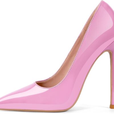Women's 4.7 Inch Pumps Pointy Closed Toe Stiletto Sexy High Heels Slip on Porm Party Wedding Dress Shoes