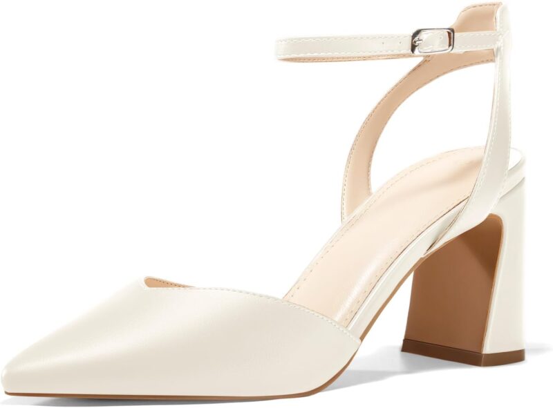 Womens Closed Toe Heels Chunky Block Heel Ankle Strap Pumps Slingback Heeled Sandals