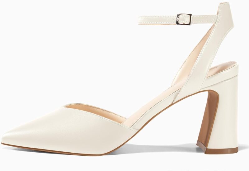 Womens Closed Toe Heels Chunky Block Heel Ankle Strap Pumps Slingback Heeled Sandals - Image 2