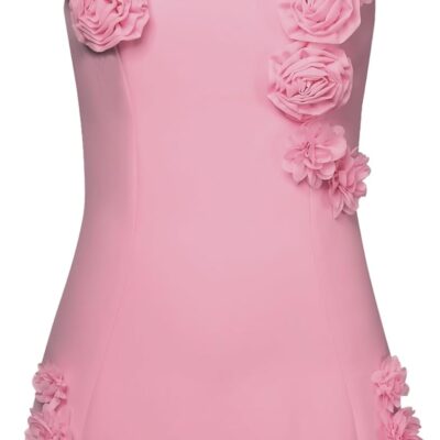 Women's  Pink Rosette Applique Mini Dress