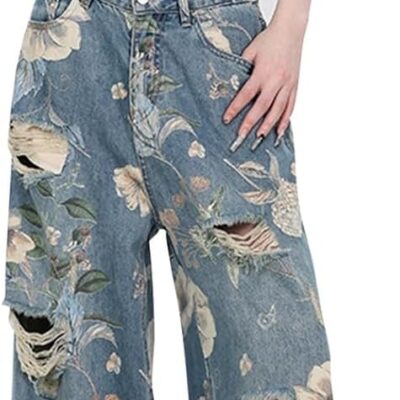 Vintage Hip Hop Jeans Women's Baggy Retro High Street Pants Outstanding Design Style Streetwear Trousers