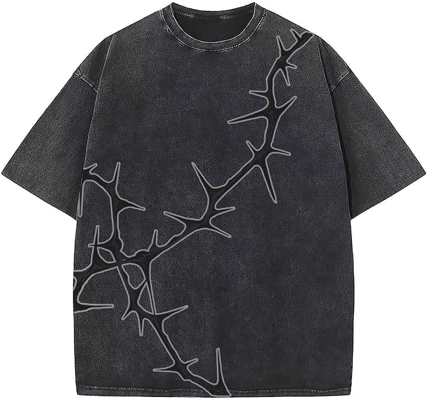 Graphic T-Shirts Vintage Oversized Tees Streetwear Casual Acid Washed Tops for Men Women