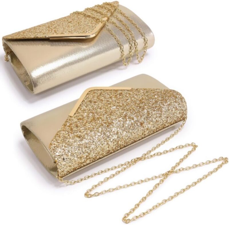 Women Evening Bags Formal Clutch Purses for Wedding Party Prom Handbags with Shoulder Strap and Glitter Flap - Image 2