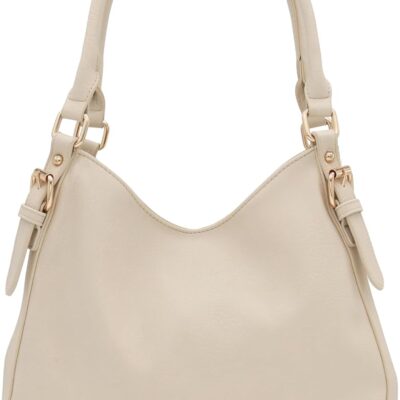 Lightweight 3 Compartment Faux Leather Medium Hobo Bag