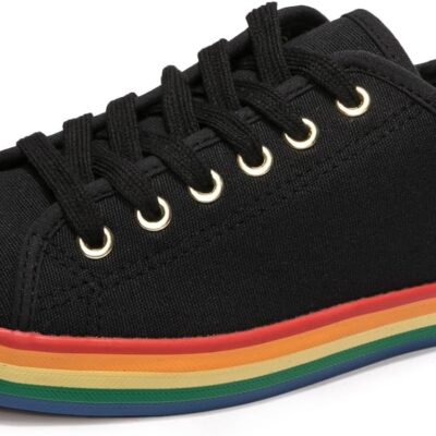 Women's Low Top Canvas Shoes Lace up Fashion Sneakers Casual Comfort Walking Shoes