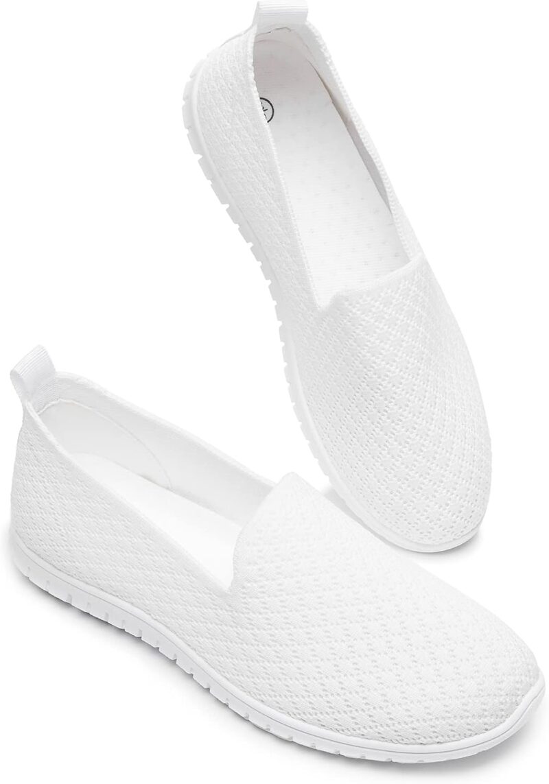Women's Mesh Flats Shoes Breathable Slip on Shoes Casual Black and White Flats Comfortable Walking Shoes