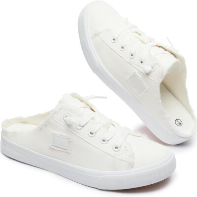 Women's Slip on Sneakers Canvas Slip ons Shoes Fashion Comfortable Mules Womens Non Slip Loafers Casual Backless Shoes