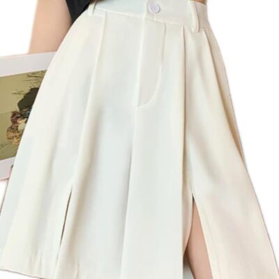 Bermuda Shorts for Women Summer Dressy Casual Elastic High Waisted Wide Leg Knee Length Shorts with Pockets