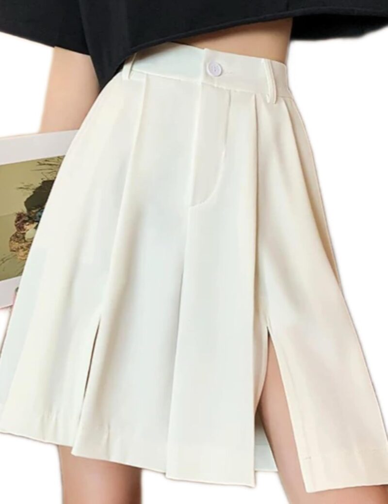 Bermuda Shorts for Women Summer Dressy Casual Elastic High Waisted Wide Leg Knee Length Shorts with Pockets