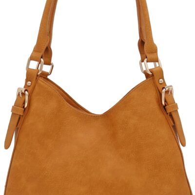 Lightweight 3 Compartment Faux Leather Medium Hobo Bag