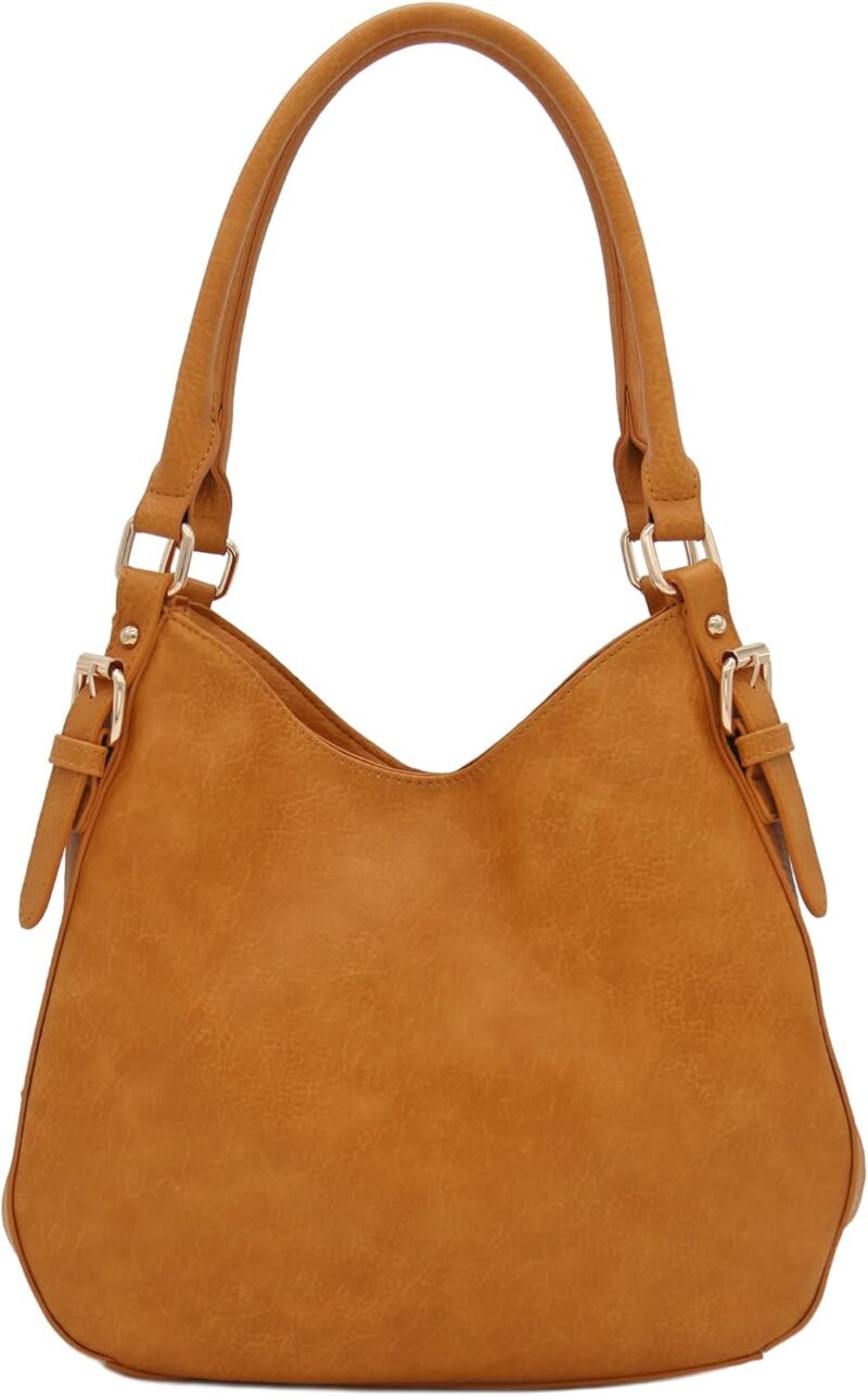 Lightweight 3 Compartment Faux Leather Medium Hobo Bag