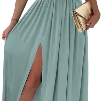 Women 2025 Formal Dresses Wrap V-Neck Ruched Sexy Bridesmaid Wedding Guest Maxi Dresses