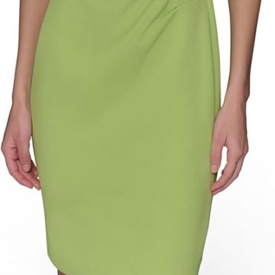 Women's Short Ruched Sleeve Jewel Neck Sheath Mini Dress