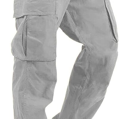 men Cargo Pants Drawstring Casual Hiking Pants Joggers Athletic Trousers Cotton Loose Straight Sweatpants for Men