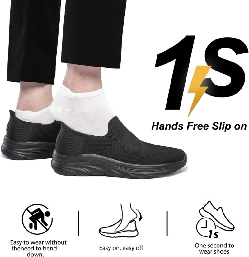 Men's Hands Free Slip on Walking Shoes Lightweight Comfortable Tennis Casual Non Slip Workout Sneakers Loafers - Image 2