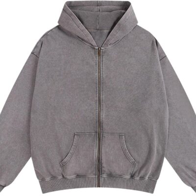 men Oversized Sweatshirt Zip Up Hoodie Solid Wash Old Craft Basic Jackets Unisex Heavyweight Casual Sweatshirts