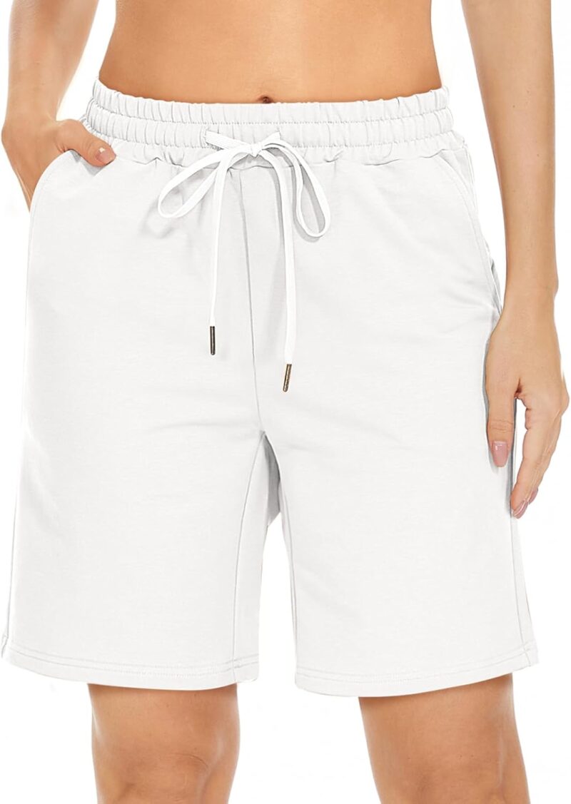 Women Bermuda Shorts Long Cotton Loose with Pockets Knee Length for Yoga Casual Walking Exercise Shorts - Image 2