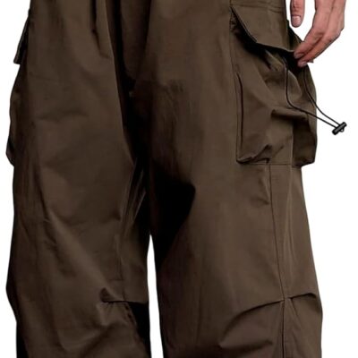 Flat Pocket Parachute Pants for Men Casual Baggy Cargo Pants Unisex Street  Pants Drawstring Trouser