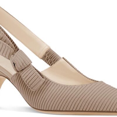 Womens Slingback Kitten Heels Closed Pointed Toe Bowknot Knitted Slip On Work Pumps Dress Shoes