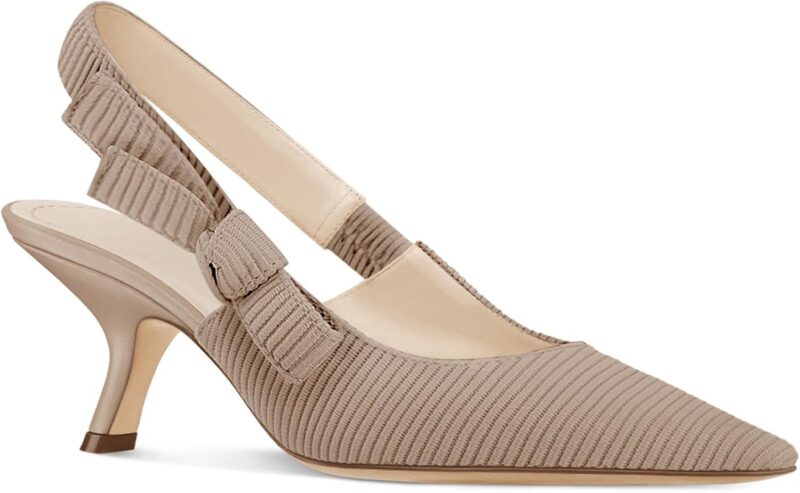 Womens Slingback Kitten Heels Closed Pointed Toe Bowknot Knitted Slip On Work Pumps Dress Shoes
