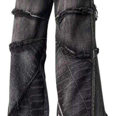 Men's Baggy Jeans  Hip Hop Pants Stacked Jeans for Women Mid Rise Fashion Grunge Streetwear Clothes Black