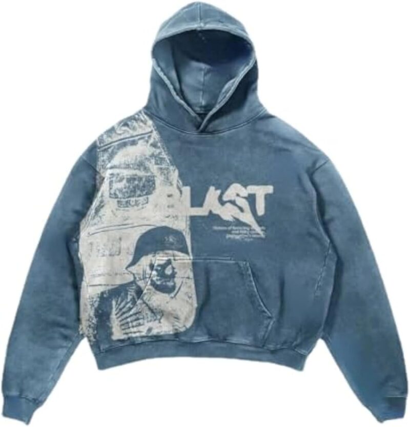 Retro  Hoodie Gothic Casual Alphabet Blast Print Pattern Skull Fashion Hoodie Men Harajuku Men Clothing