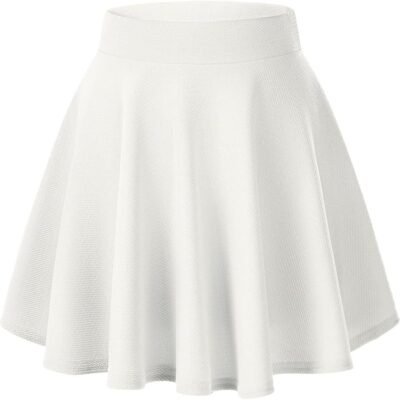 Women Basic Versatile Stretchy Flared Casual Mini Skater Skirt