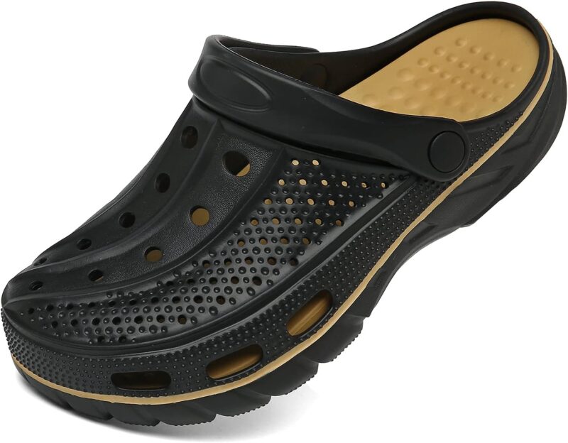 Men's and Women Arch Support Clogs Garden Shoes Slip-on Outdoor Beach Slippers with Removable Cushion Footbed