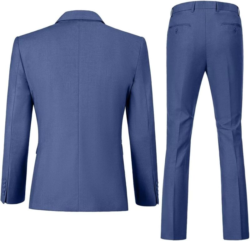 Mens Slim Fit 2 Piece Suit Two Button Notched Lapel Solid Suit Jacket Pants Set Tuxedo for Prom - Image 2