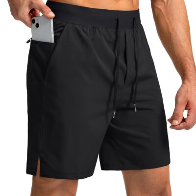 men Running Shorts with Zipper Pockets 7"/ 5" / 9" Lightweight Quick Dry Basketball Gym Workout Athletic Shorts for Men