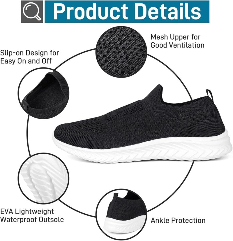 Mens Shoes Walking Shoes for Men Mens Slip On Shoes Sneakers for Men, Casual Athletic Running, Lightweight Breathable Mesh Knit - Image 2