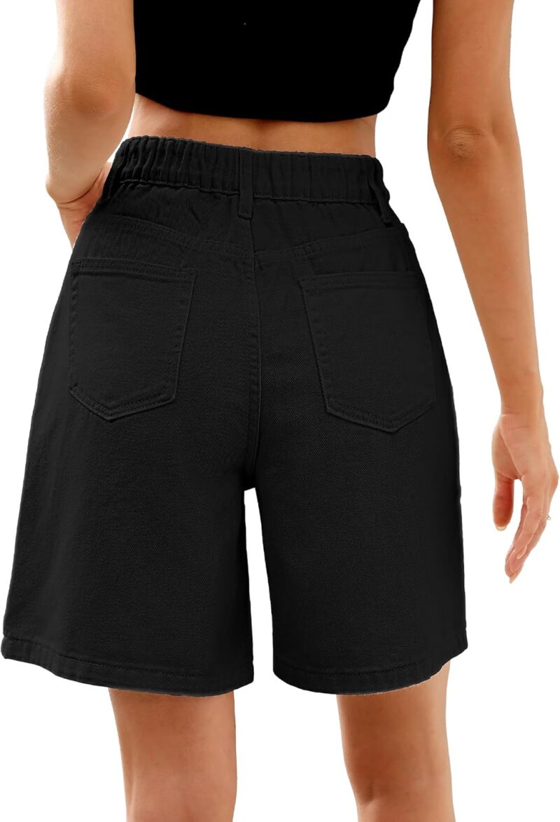 Bermuda Jorts Baggy Jean Shorts - Casual Loose Fit Wide Leg Knee Length Denim Shorts with Elastic Waist - Image 2