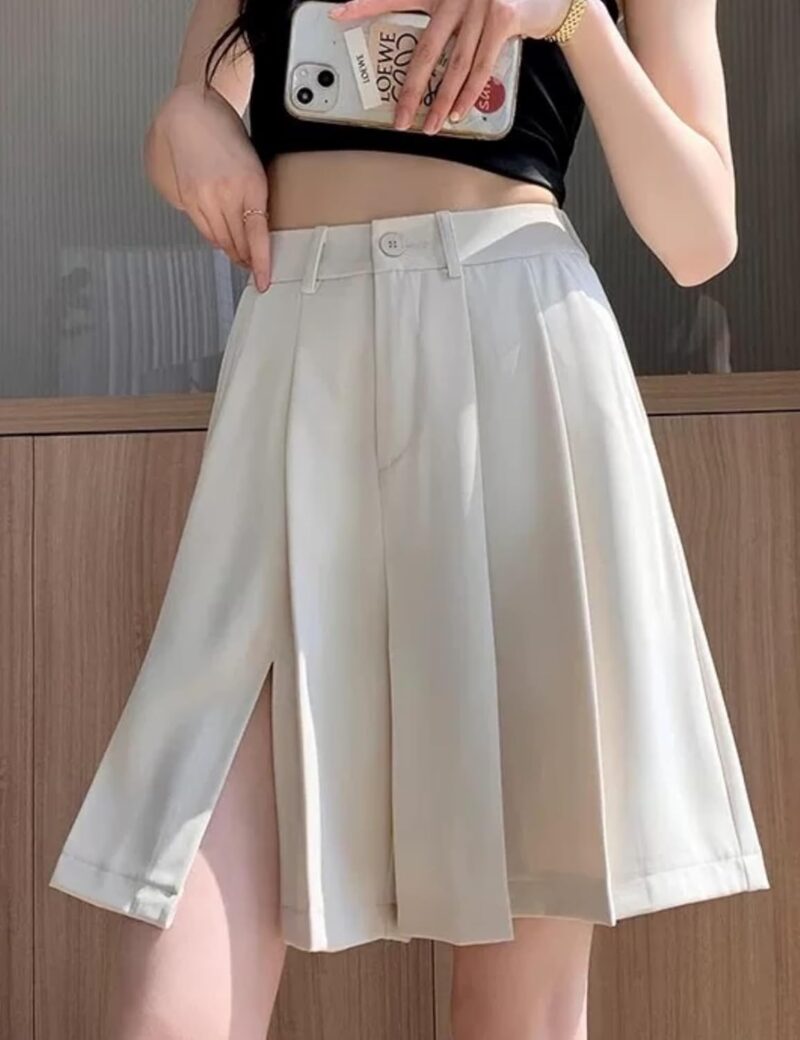 Bermuda Shorts for Women Summer Dressy Casual Elastic High Waisted Wide Leg Knee Length Shorts with Pockets - Image 2