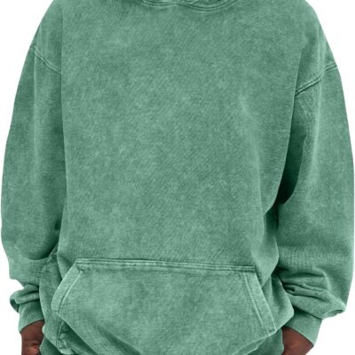 men Washed Hoodie Oversized Hooded Sweatshirt Acid Wash Cotton Baggy Streetwear Sweatshirts Workout Hoodies