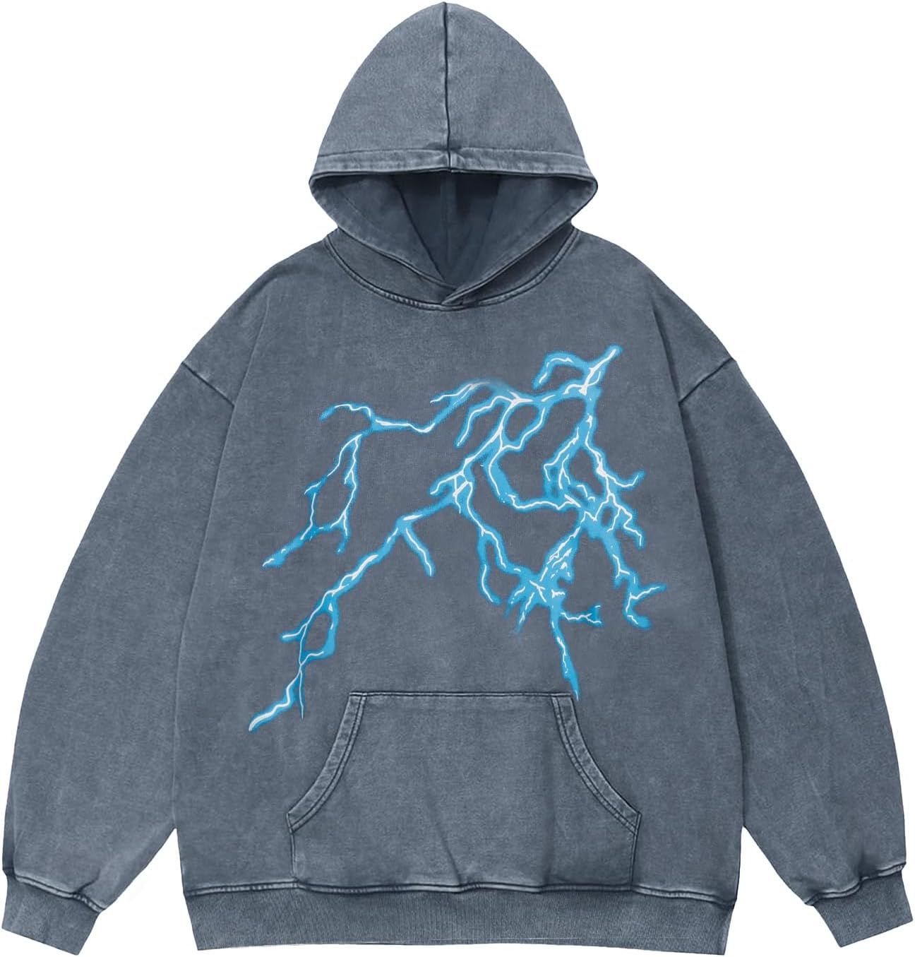 men Graphic Hoodies Oversized Washed Vintage Heavy Streetwear Sweatshirt Hooded Pullover