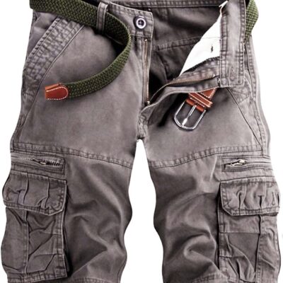 men s Cotton Work Shorts Multi Pocket Casual Workout Shorts for Men NO Belt