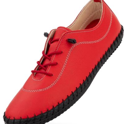 Women’s Fashion Sneakers - Light and Comfortable Leather Flat Sneakers for Everyday e - Breathable Tennis Shoes with Soft Insoles