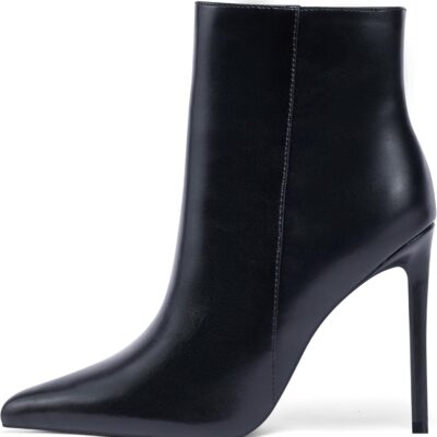 Women Heeled Ankle Booties,Sexy Pointed Toe 4 inch Stiletto High Heel Fashion Ankle & Booties with Side Zipper High Heel Boots Dress Evening Party Boots Shoes