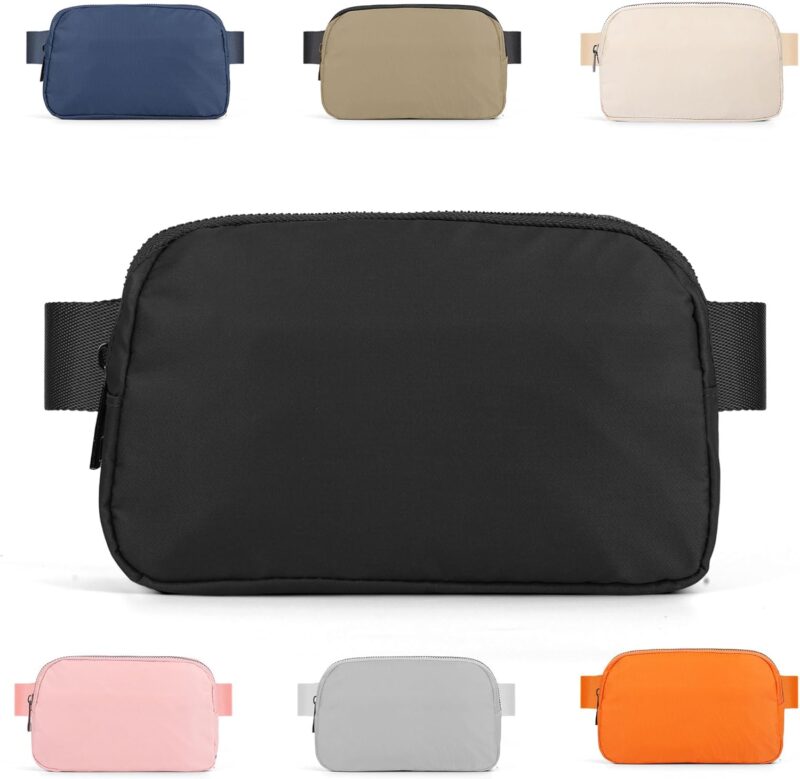 Mini Fanny Pack Black Belt Bag for Women and Men, Fashionable Waterproof Waist Pack with Adjustable Strap for Traveling, Hiking, Jogging, Cycling