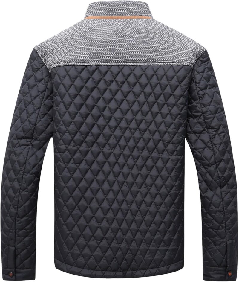 men Diamond Quilted Puffer Down Jacket Lightweight Business Casual Button Down Shirts - Image 2