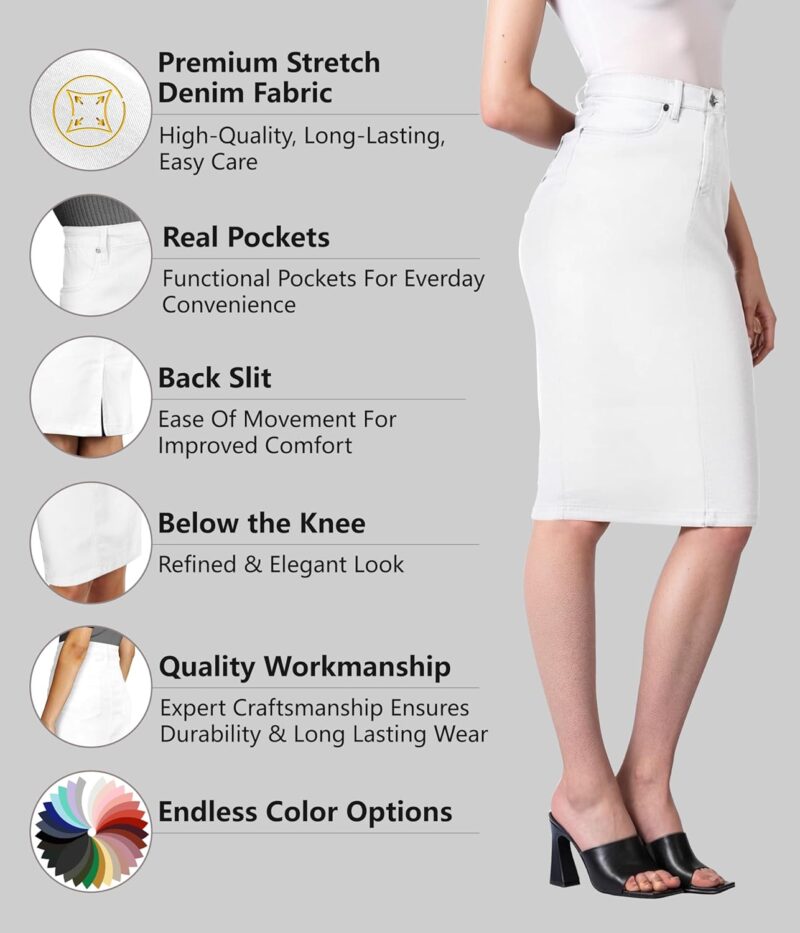 Women Super Comfy Stretch Denim Skirt - Image 2