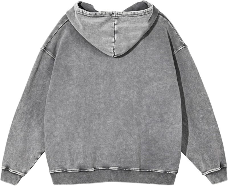 men Oversized Sweatshirt Zip Up Hoodie Solid Wash Old Craft Basic Jackets Unisex Heavyweight Casual Sweatshirts - Image 2