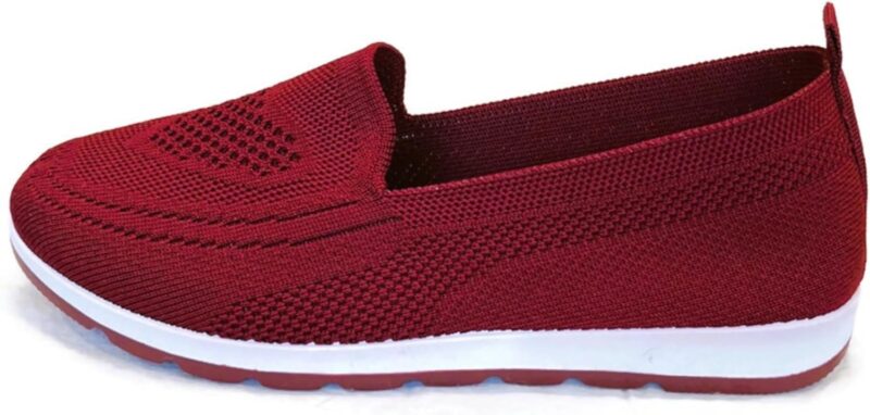 Women's Knitting Flat Shoes Walking Shoes Comfort Loafers Breathable Mesh Female Round Toe Black, Pink, Purple, Red