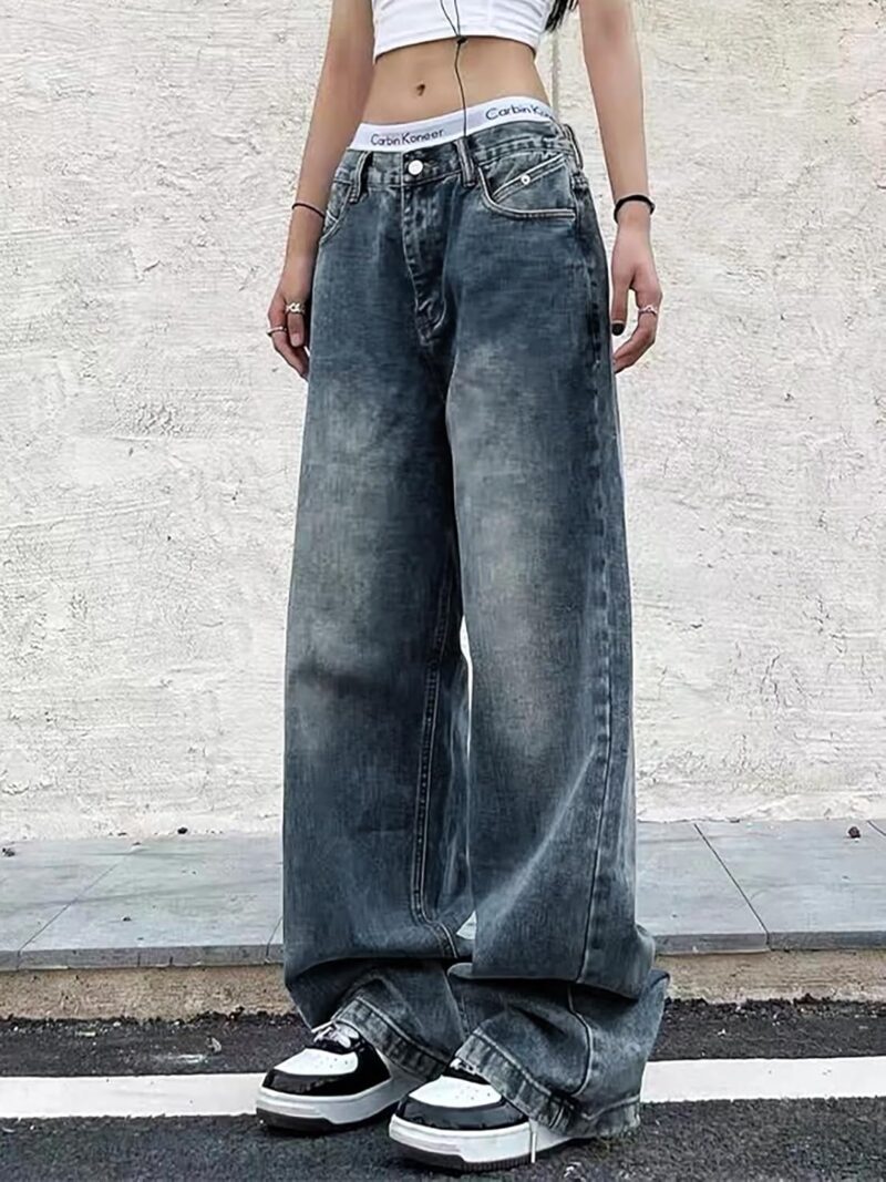 Women's Jeans Wide Leg Baggy Jeans Low Waist  Loose Boyfriends Denim Pants Vintage Streetwear - Image 2