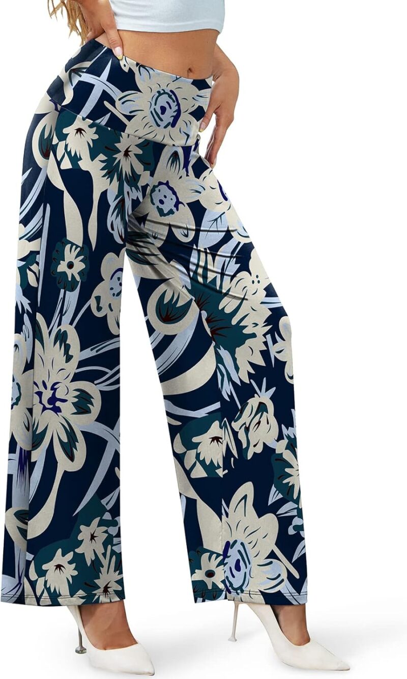 Women Stretchy Wide Leg Palazzo Lounge Pants Casual Comfy High Waist Palazzo Pants - Image 2