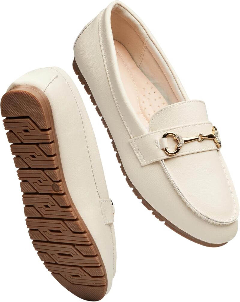 Women's Wide Loafers Casual Slip on Flat Shoes Women's Comfort Penny Loafers with Arch Support Women Dressy casins