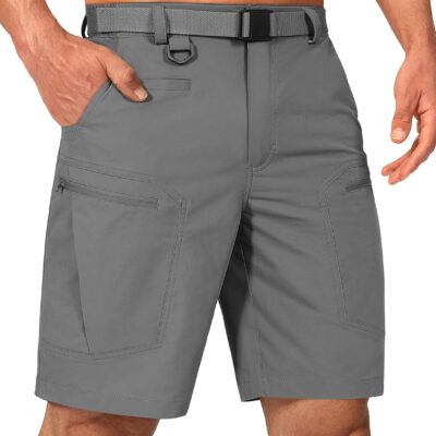 men Cargo Hiking Shorts Water Resistant Quick Dry Lightweight Breathable Tactical Shorts with Nylon Belt